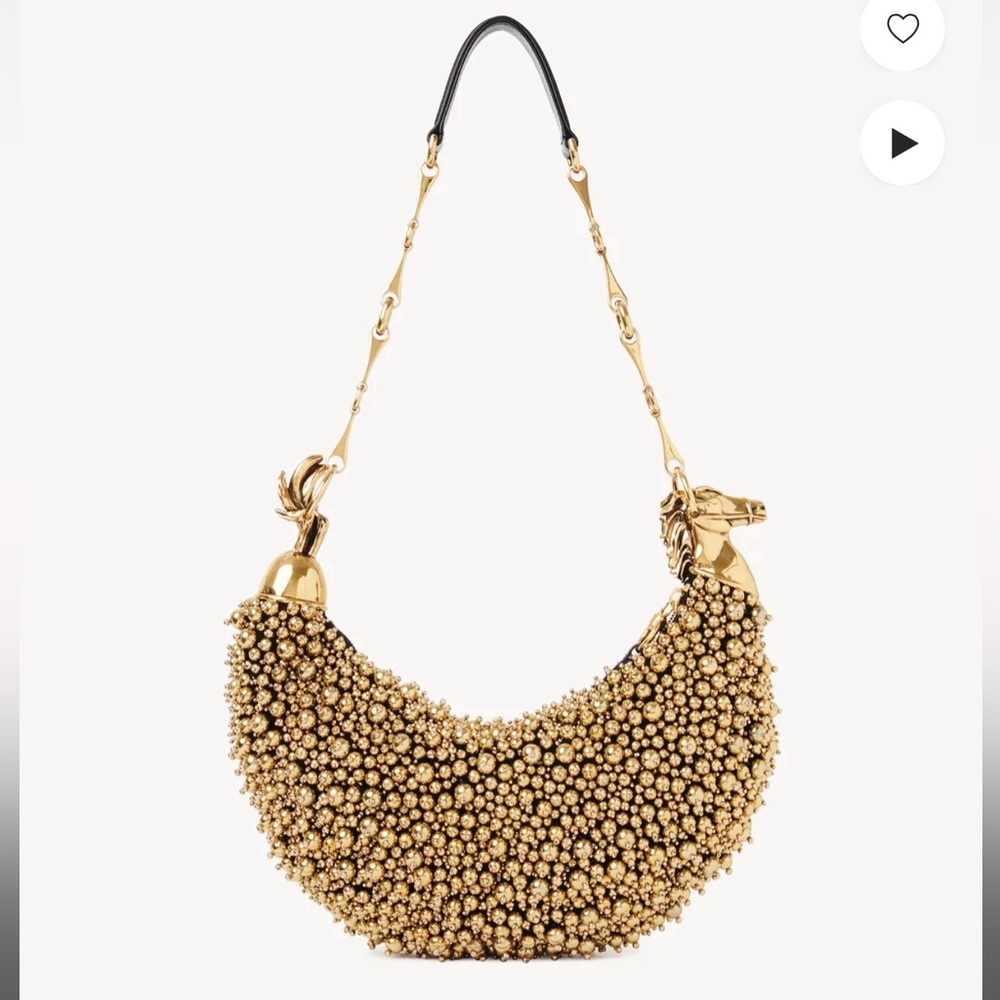 CHLOÉ CHAIN HORSE SHOULDER BAG IN BEADED SUEDE LEATHER